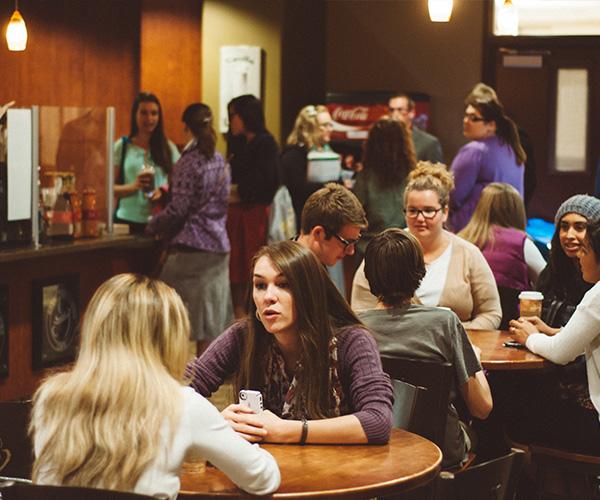 students at coffee shop