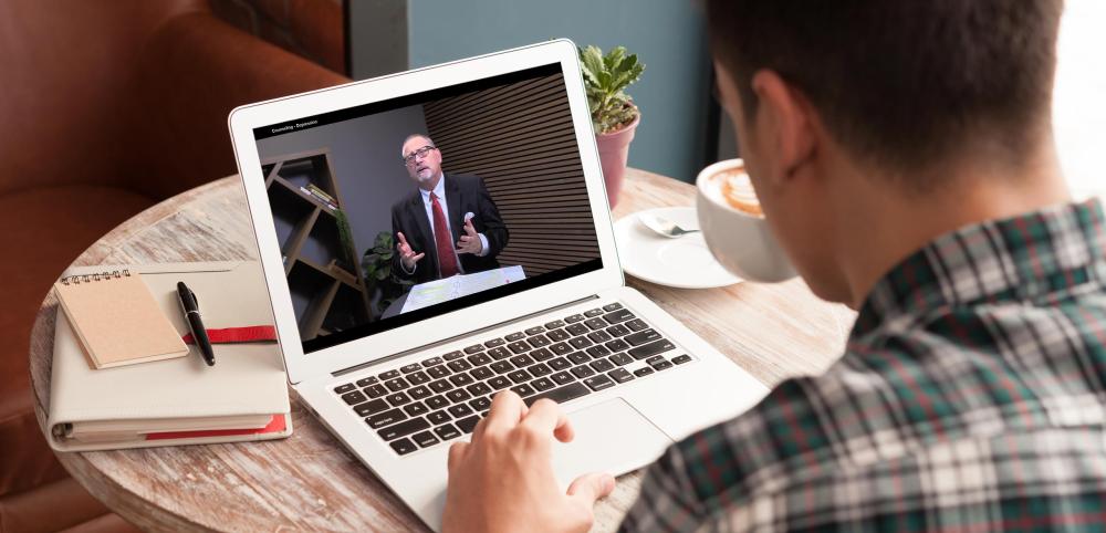 student with laptop learning